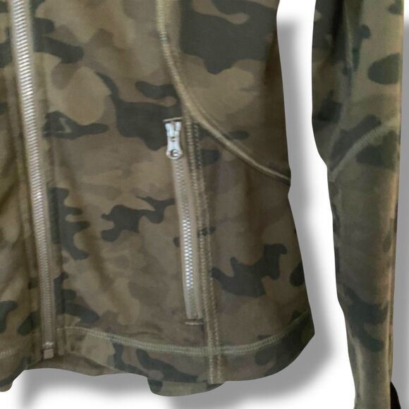 Lululemon Forme Full Zip Jacket Cuffins Savasana Camo Fatigue Green Size 6 - Picture 4 of 8